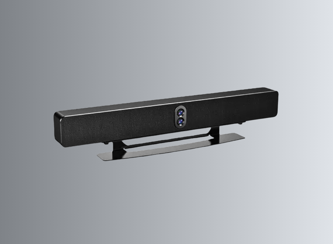 Produktansicht einer kompakten Video-Bar mit integrierten Kameras als White-Label-Basis für OEM-Projekte und kundenspezifische Integrationen