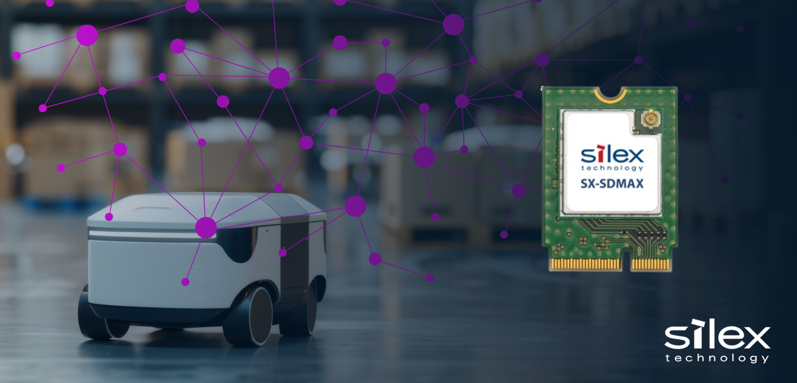 Silex SX-SDMAX Wi-Fi 6-Modul als Konnektivitätslösung für energieeffiziente Roboter und AGVs | © Atlantik Elektronik GmbH