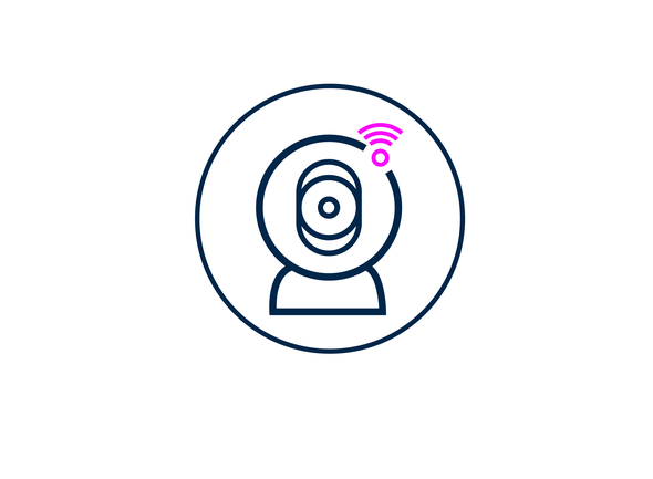 Smart Camera Icon | © Atlantik Elektronik GmbH Symbol für intelligente Kamera pink blau | © Atlantik Elektronik GmbH